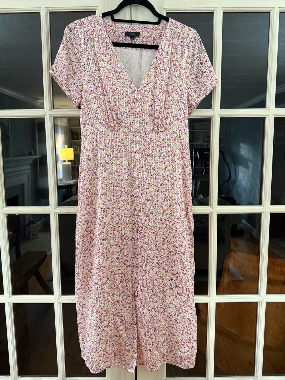 J. Crew Crinkle Viscose Short-Sleeve Midi Dress Size 8 - Picture 1 of 12